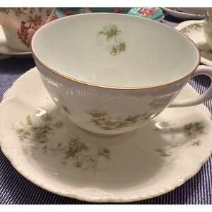 Theodore Haviland Schleiger 298 France‎ Antique Tea Cup Saucer Set Floral
